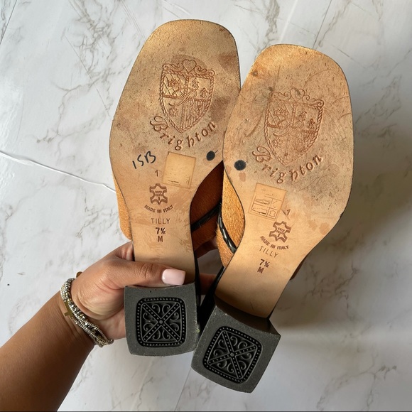 Brighton Tan and Black Heeled Mules - Picture 5 of 7